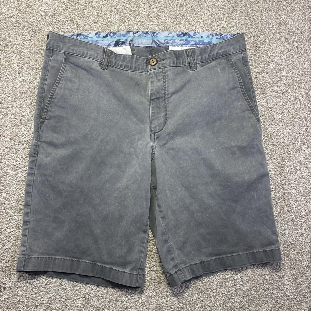 Tommy Bahama Shorts Mens 35 Gray Stretch Canvas Chino Casual Summer‎ 10 Inseam